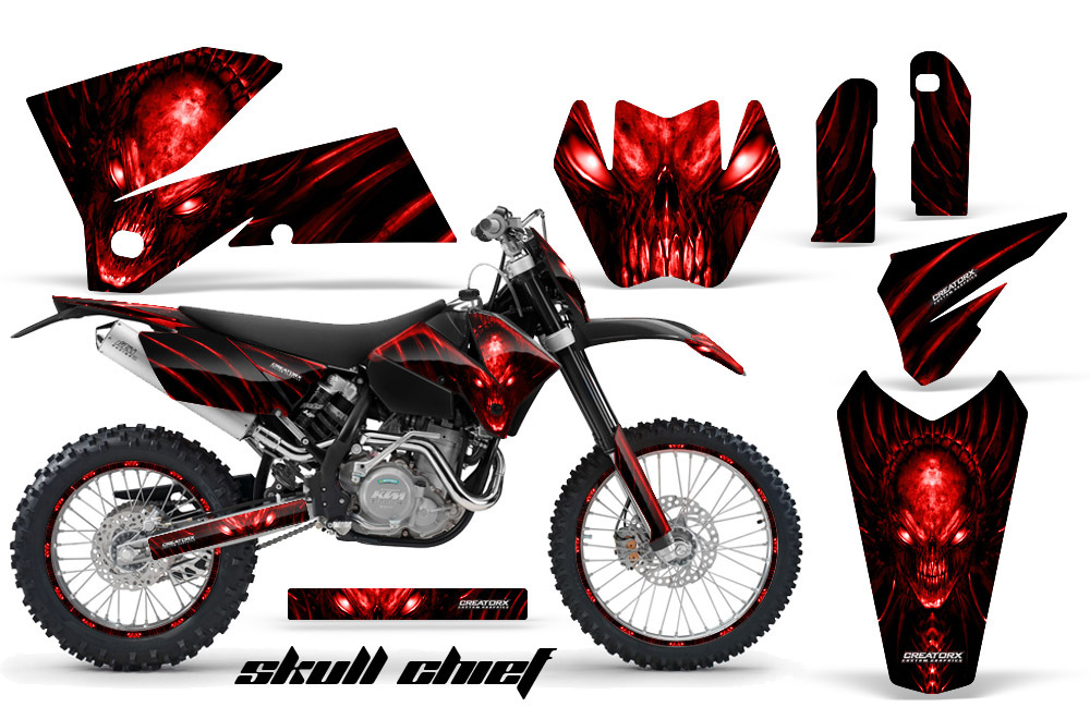 KTM C4 Graphics Kit Skull Chief Red BB NP Rims